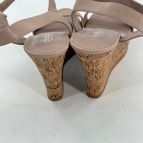 Charles David Lindy Wedge Sandals 12 NWOT Tan Cork Heels Coastal Resort Beach - Picture 7 of 9